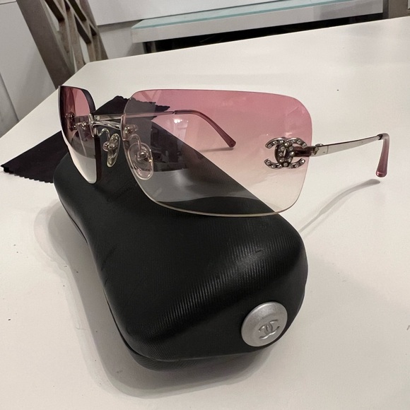 CHANEL 4017-D PINK SUNGLASSES CC Logo Crystals Vintage Y2K - Picture 2 of 16